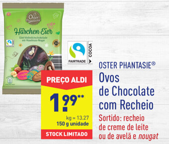 ALDI Oster Phantasie Ovos de Chocolate com Recheio 150g promoção