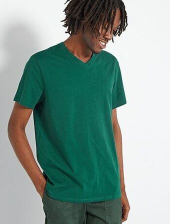 Kiabi T-shirt regular em algodão com decote em bico promoção