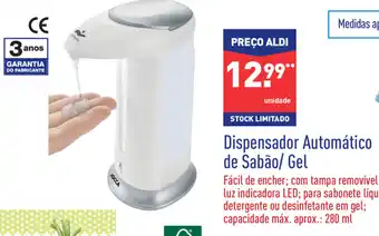 ALDI Dispensador Automático de Sabâo/Gel promoção