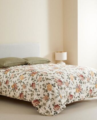ZARA HOME Capa de edredão estampado de flores promoção