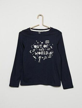 Kiabi T-shirt de manga comprida estampada promoção
