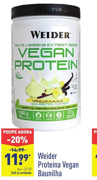 ALDI Weider Proteína Vegan Baunilha 540g promoção