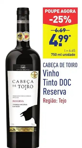 ALDI Cabeça de Toiro Vinho DOC Reserva promoção