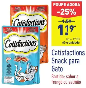 ALDI Catisfactions Snacks para Gato 60g promoção