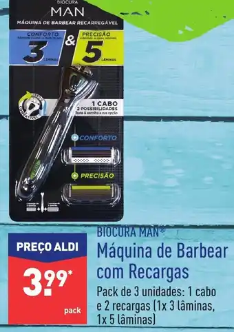 ALDI Biocura Man Recargas Máquina Barbear com Recargas promoção