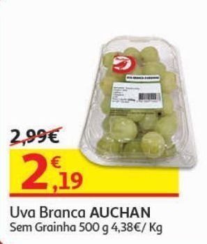 Auchan Uva branca sem grainha auchan:500 g promoção