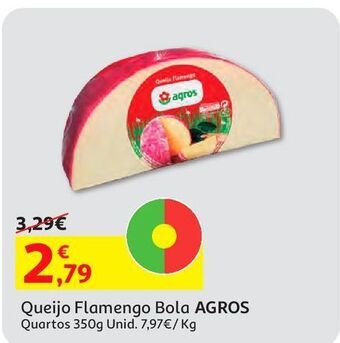 Auchan Queijo flamengo bola agros quartos 350 g promoção