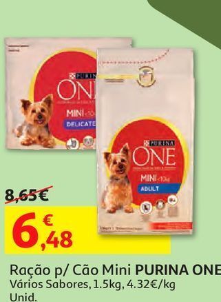 Auchan Ração p/ cão purina one promoção