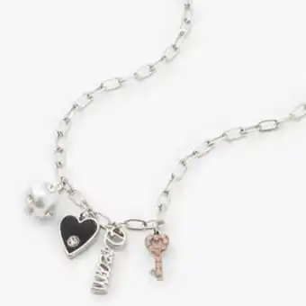 Claire's Silver heart, fireball, key, & "dream" charm pendant necklace promoção