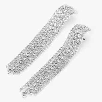 Claire's Silver 2.5" thick embellished linear drop earrings promoção