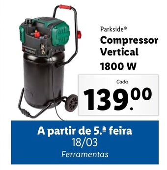 Lidl Parkside Compressor Vertical 1800W promoção