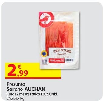 Auchan Presunto serrano auchan cura 12 meses fatias 120 g promoção