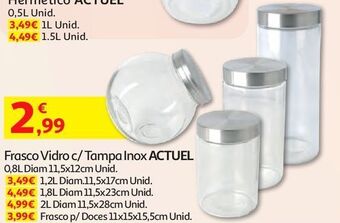 Frasco vidro tampa inox actuel