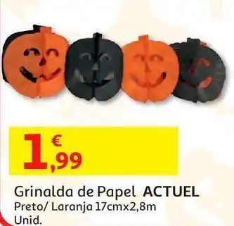 Grinalda papel actuel preto/laranja 17cmx2.8m