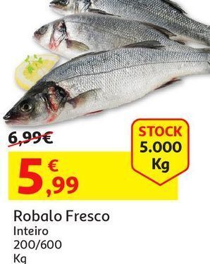 Auchan Robalo fresco inteiro 200/600 kg promoção