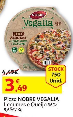 Auchan Pizza vegalia:legumes e queijo 360g promoção