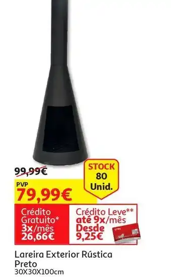 Auchan Lareira exterior rustica .:preto 30x30x100cm fb8200930 promoção
