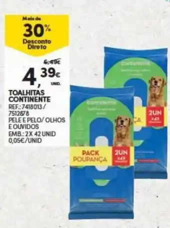 Continente Toalhitas Continente promoção