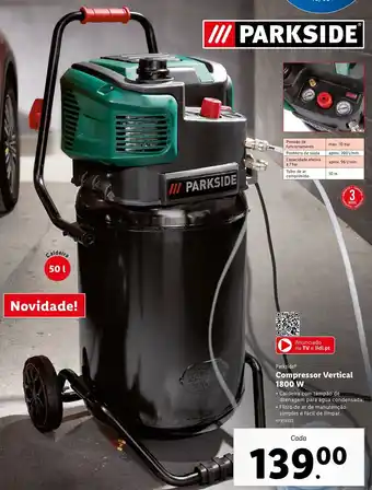 Lidl Parkside Compressor Vertical 1800w promoção