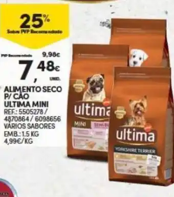 Continente Alimento seco p/ cao Ultima Mini 1.5kg promoção