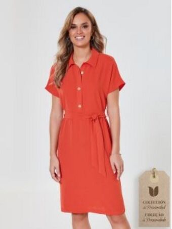 Venca Vestido manga curta com cinto promoção
