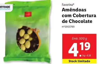 Lidl Favorina Amêndoas com Cobertura de Chocolate 500g promoção