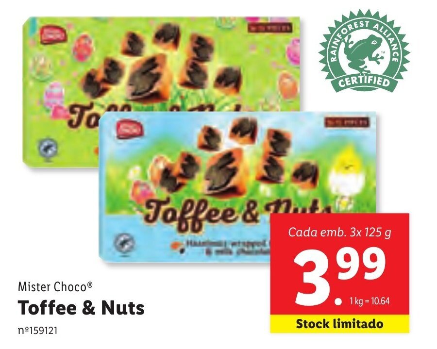 Promoção Mister Choco Toffee & Nuts 3x125g em Lidl