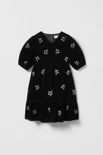 ZARA Vestido de veludo com brilhos promoção