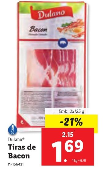 Lidl Tiras de Bacon 2x125g promoção