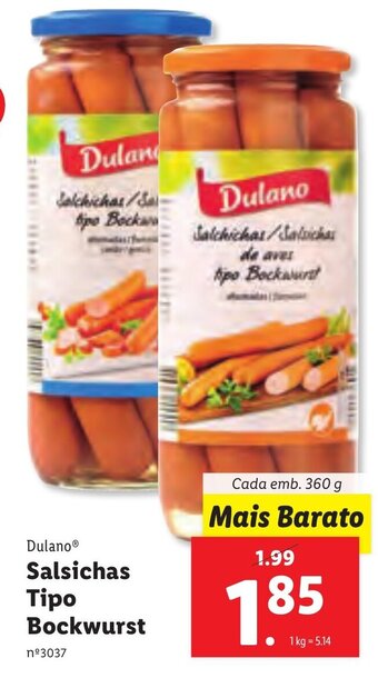 Lidl Salsichas Tipo Bockwurst 360g promoção