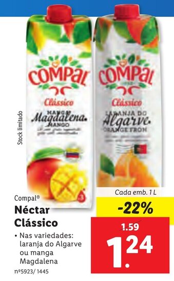 Lidl Compal Néctar Clássico 1L promoção