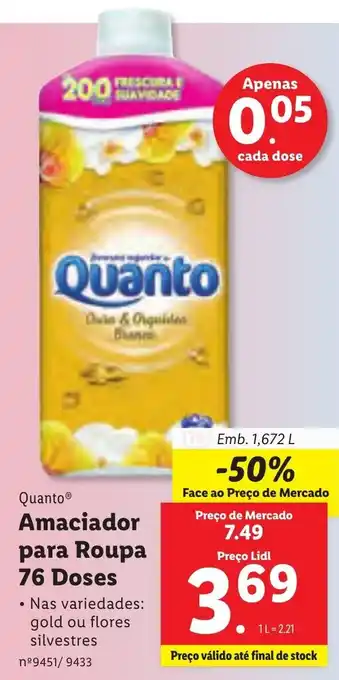 Lidl Quanto Amaciador para Roupa 76 Doses promoção