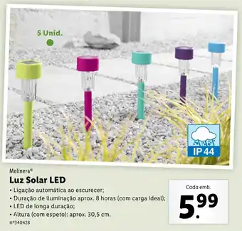 Lidl Melinera Luz Solar LED promoção
