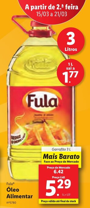 Lidl Fula Óleo Alimentar 3L promoção