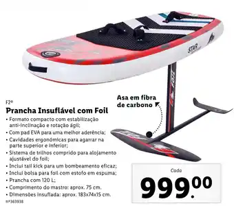 Lidl Prancha Insuflável com Foil 183x74x15cm promoção