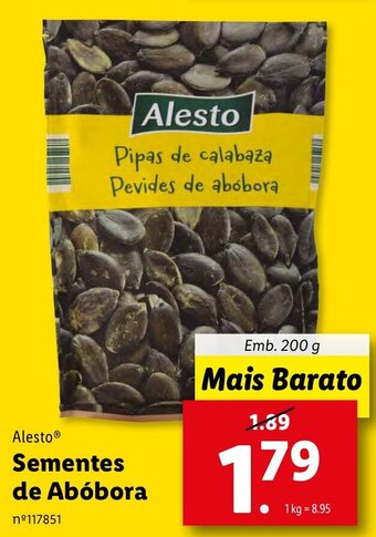 Lidl Alesto Sementes de Abóbora 200g promoção