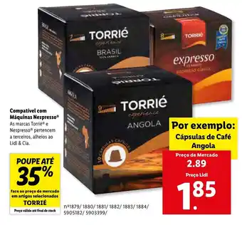Lidl Cápsulas de Café Angola promoção