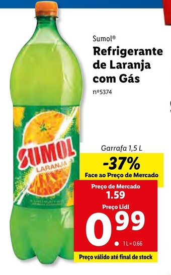 Lidl Sumol Refrigerante de Laranja com Gás 1,5L promoção