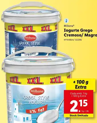 Milbona Iogurte Grego Cremoso/ Magro + 100g