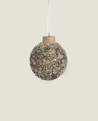 ZARA HOME Bola de natal madeira e purpurina promoção