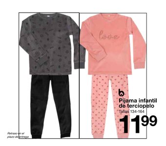 Zeeman Pijama Infantil de Terciopela Tallas 134-164 promoção