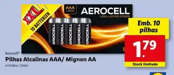 Lidl Aerocell Pilhas Alcalinas AAA/ Mington AA 10 Pilhas promoção