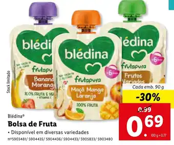Lidl Blédina Bolsa de Fruta 90g promoção