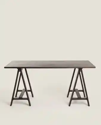 ZARA HOME Mesa cavaletes madeira reciclada promoção