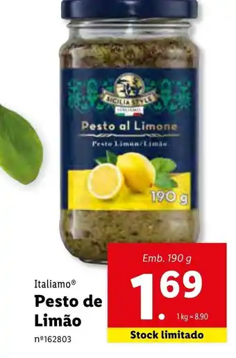 Lidl Italiamo Pesto de Limão 190g promoção