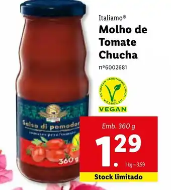 Lidl Italiamo Molho de Tomate Chucha 360g promoção