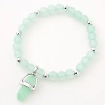 Claire's Green glow in the dark mystical gem beaded stretch bracelet promoção