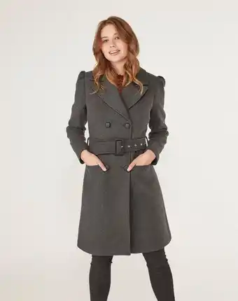 Naf Naf Abrigo midi cinturón color antracita promoção