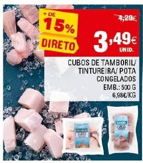 Continente Cubos de Tamboril/ Tintureira/ Pota 500g promoção