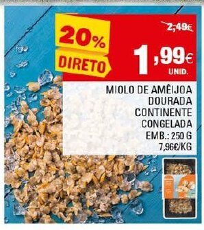Miolo de Amêndoa Dourada Continanete 250g